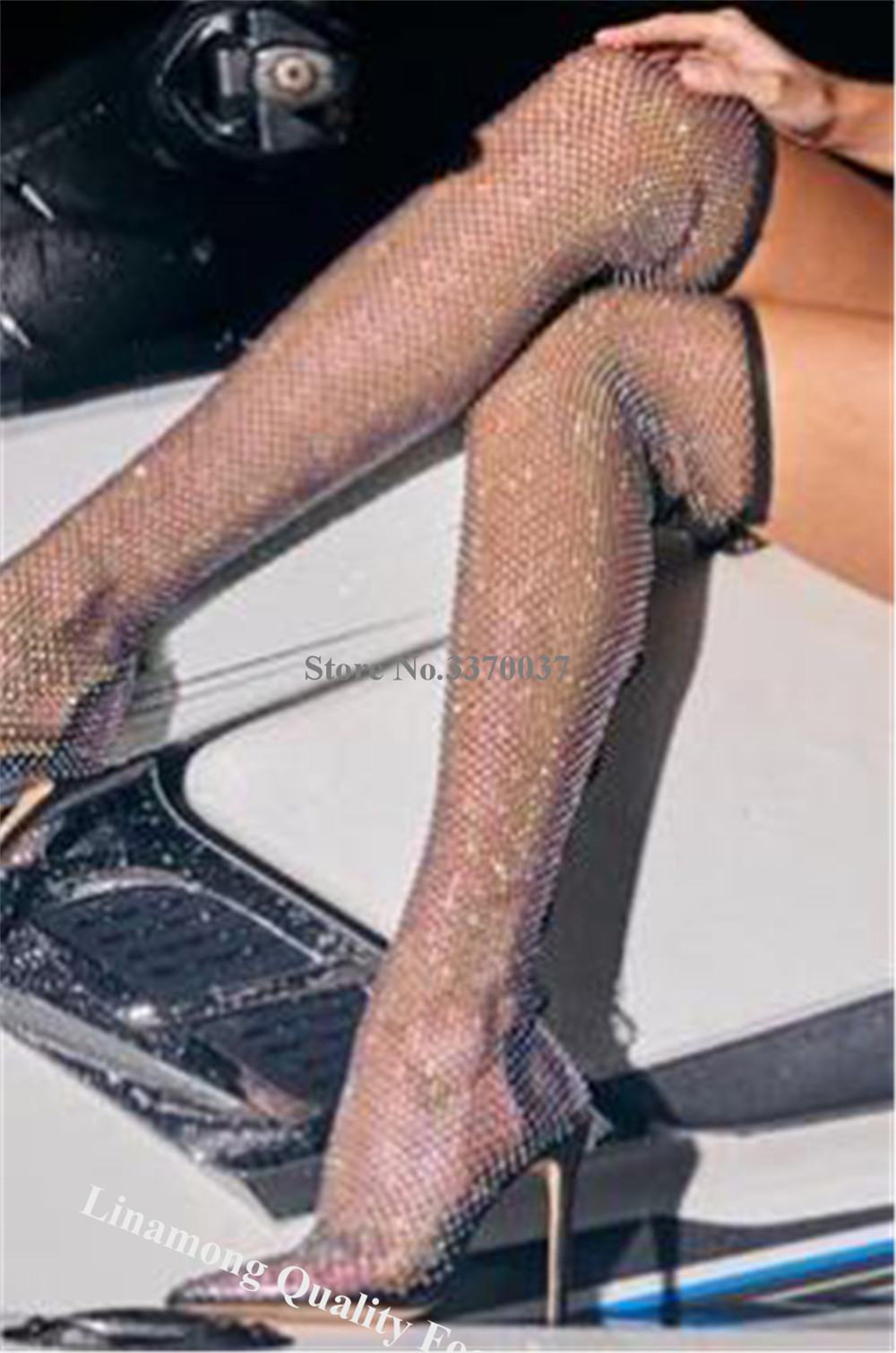 Linamong Rhinestones Örgü Uzun - Knee High Sock Women incelemesi ve fiyatı