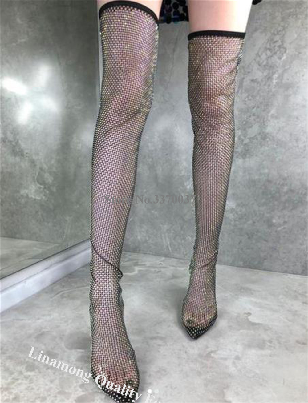 Linamong Rhinestones Örgü Uzun - Knee High Sock Women incelemesi ve fiyatı